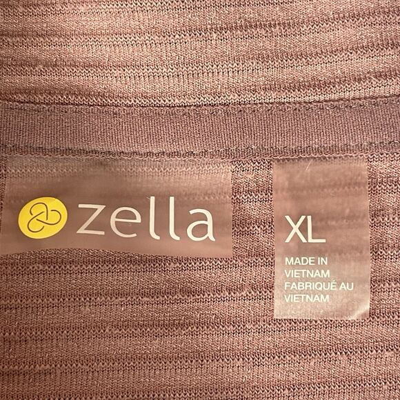 Zella Peacoat Hoodie Kangaroo Pocket Women's XL Pink Drawstring Ribbed Pattern - Picture 6 of 13